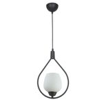 Fer Avize Deco 110 Modern Tasarım Salon - Mufak - Yatak Odası - Siyah Renk Beyaz Camlı Sarkıt Tekli Avize