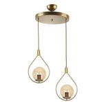 Fer Avize Deco Modern Tasarım Eskitme Gold Renk Bal Camlı Sıralı Salon - Mutfak - Yatak Odası 2 Li Avize