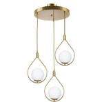 Fer Avize Deco Modern Tasarım Eskitme Gold Renk Beyaz Camlı Sıralı Salon - Mutfak - Yatak Odası 3 Lü Avize