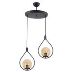 Fer Avize Deco Modern Tasarım Siyah Renk Bal Camlı Salon - Mutfak - Yatak Odası 2 Li Avize