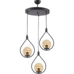 Fer Avize Deco Modern Tasarım Siyah Renk Bal Camlı Salon - Mutfak - Yatak Odası 3 Lü Avize
