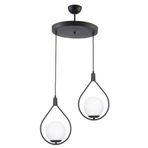 Fer Avize Deco Modern Tasarım Siyah Renk Beyaz Camlı Salon - Mutfak - Yatak Odası 2 Li Avize