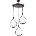 Fer Avize Deco Modern Tasarım Siyah Renk Beyaz Camlı Salon - Mutfak - Yatak Odası 3 Lü Avize - Siyah - Beyaz