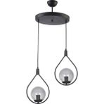 Fer Avize Deco Modern Tasarım Siyah Renk Füme Camlı Salon - Mutfak - Yatak Odası 2 Li Avize - Gri - Siyah