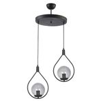 Fer Avize Deco Modern Tasarım Siyah Renk Füme Camlı Salon - Mutfak - Yatak Odası 2 Li Avize