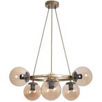 Fer Avize Dünya Modern Tasarım Mutfak - Salon - Yatak Odası - Tavan Eskitme Gold Renk Bal Camlı 6 Lı Avize