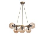 Fer Avize Dünya Modern Tasarım Mutfak - Salon - Yatak Odası - Tavan Eskitme Gold Renk Bal Camlı 6 Lı Avize