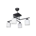 Fer Avize ECEM MODERN SİYAH RENK SİLİNDİR BEYAZ CAMLI Salon - Mutfak - Yatak Odası 4 LÜ AVİZE