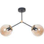 Fer Avize Focus Modern Tasarım Salon - Mutfak - Cafe - Hol - Yatak Odası Siyah Gold Renk Bal Camlı 2 Li Avize - Siyah - Altın