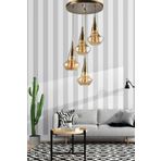 Fer Avize Fora Modern Retro Eskitme Renk Bal Camlı Salon - Mutfak - Yatak Odası 4 Lü Avize