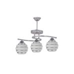 Fer Avize Fuji 2046 Camlı Modern Krom Kasa Gümüş Desenli Salon - Mutfak - Yatak Odası 3 Lü Avize