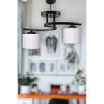 Fer Avize Fuji Modern Dekoratif Siyah Renk Salon - Mutfak - Yatak Odası 2 Li Beyaz Kumaş Başlıklı Avize - Siyah - Beyaz