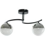 Fer Avize Fuji Modern Dekoratif Siyah Renk Salon - Mutfak - Yatak Odası 2 Li LED Avize - Siyah - Krom