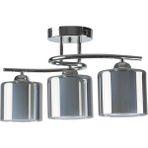 Fer Avize Fuji Modern Krom Füme Çift Camli 3 Lü Avize