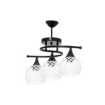 Fer Avize FUJİ MODERN RETRO SİYAH RENK ŞEFFAF CAMLI Salon - Mutfak - Yatak Odası 3 LÜ AVİZE