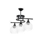 Fer Avize Fuji Retro Modern Siyah Renk Baklava Camlı Salon - Mutfak - Yatak Odası 3 Lü Avize