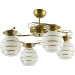 Fer Avize Goldina Modern Plofonyer Gold Kasa Simli Camlı Dörtlü Avize