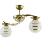 Fer Avize Goldina Modern Plofonyer Gold Kasa Simli Camlı Ikili Avize - Beyaz