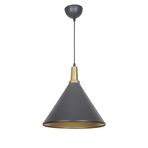 Fer Avize Huni Büyük Modern Tasarım Eskitme Detaylı Siyah İçi Gold Renk Metal Cafe - Mutfak Tekli Avize