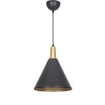 Fer Avize Huni Küçük Modern Tasarım Eskitme Detaylı Siyah İçi Gold Renk Metal Cafe - Mutfak Tekli Avize
