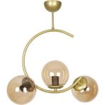 Fer Avize Julia Özel Tasarım Hilal Model Eskitme Gold Renk Bal Camlı 3'lü Avize - Gold - Bal Rengi