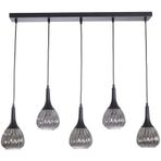 Fer Avize Klasik Modern Tasarım Yemek Masası - Salon - Mutfak Sıralı Füme Camlı 5 Li Avize