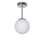 Fer Avize Mini Modern Spor Krom Renk Beyaz Camlı Tavan Plofonyer Hol - Mutfak - Salon Tekli Avize