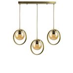 Fer Avize Nina Modern Tasarım Eskitme Gold Renk Bal Camlı Sıralı Salon - Mutfak - Yatak Odası 3 lü Avize