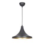 Fer Avize NO20 Modern Tasarım Siyah İçi Gold Renk Metal Sarkıt Cafe - Mutfak Tekli Avize