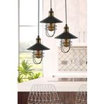 Fer Avize Omega Modern Tasarım Salon - Mutfak - Cafe Siyah Renk Metal 3 lü Avize