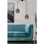 Fer Avize Recoba Modern Metal Kasalı Füme Camlı Salon - Mutfak - Yatak Odası 2 li Avize