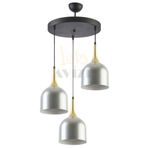 Fer Avize Reına Modern Tasarım Metal Başlık Gümüş Renk Sarkıt Cafe - Mutfak 3 Lü Avize