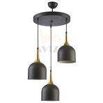 Fer Avize REINA MODERN TASARIM METAL BAŞLIK SİYAH RENK SARKIT Cafe - Mutfak 3 LÜ AVİZE
