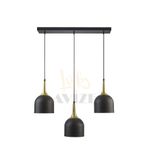 Fer Avize REINA MODERN TASARIM METAL BAŞLIK SİYAH RENK SIRALI Cafe - Mutfak SARKIT 3 LÜ AVİZE