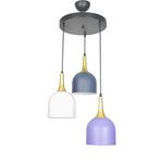 Fer Avize REINA MODERN TASARIM METAL MİX Lacivert Lila Beyaz RENK SARKIT Cafe - Mutfak 3 LÜ AVİZE