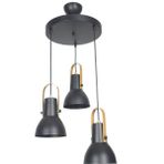 Fer Avize Relax Modern Metal Tasarım Siyah Renk Gold Detay Sarkıt 3'lü Avize - Siyah - Gold