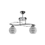 Fer Avize RENGİN MODERN KROM RENK 2046 GÜMÜŞ CAMLI Salon - Mutfak - Yatak Odası 2 Lİ AVİZE