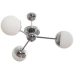 Fer Avize Rima Plofonyer Modern Retro Krom Renk Beyaz Camlı Salon - Mutfak - Yatak Odası 3 Lü Avize