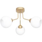 Fer Avize Rosa Modern Lüks Tasarım Tavan Plafonyer Gold Renk Beyaz Camlı 3'lü Avize - Gold - Beyaz