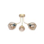 Fer Avize Rosa Modern Lüks Tasarım Tavan Plafonyer Gold Renk Füme Camlı 3 Lü Avize