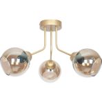 Fer Avize Rosa Modern Lüks Tasarım Tavan Plafonyer Gold Renk Füme Camlı 3'lü Avize - Gold - Füme
