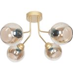 Fer Avize Rosa Modern Lüks Tasarım Tavan Plafonyer Gold Renk Füme Camlı 4'lü Avize - Gold - Füme