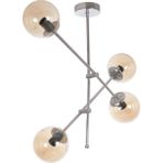 Fer Avize Salsa Modern Tasarım GRİ Renk Camlı Salon - Mutfak - Yatak Odası 4 Lü Avize - Bal