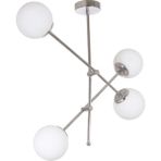 Fer Avize Salsa Modern Tasarım Krom Renk Camlı Salon - Mutfak - Yatak Odası 4 Lü Avize - Krom - Beyaz - 1