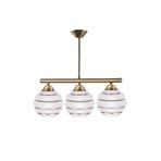 Fer Avize Serenimo Retro Rustik Gold Renk Beyaz Gold Camlı Sıralı Salon - Mutfak - Yatak Odası 3 Lü Avize