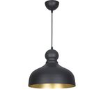 Fer Avize Sevgi Modern Tasarım Eskitme Detaylı Siyah İçi Gold Renk Metal Tekli Avize