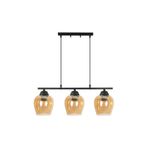 Fer Avize Sezar 110 Modern Tasarım Salon - Mutfak - Yemek Masası - Siyah Renk Bal Camlı 3 Lü Avize