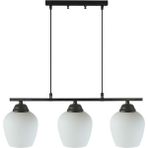 Fer Avize Sezar 110 Modern Tasarım Salon - Mutfak - Yemek Masası - Siyah Renk Beyaz Camlı 3 Lü Avize - Siyah - Beyaz