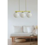 Fer Avize Sezar Beyaz Camlı Eskitme Modern Tasarım Yemek Masası Üstü -salon 3 Lü Avize