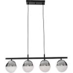 Fer Avize Sezar Siyah Renk Modern Tasarım Yemek Masası Üstü - Salon 4 Lü LED Avize